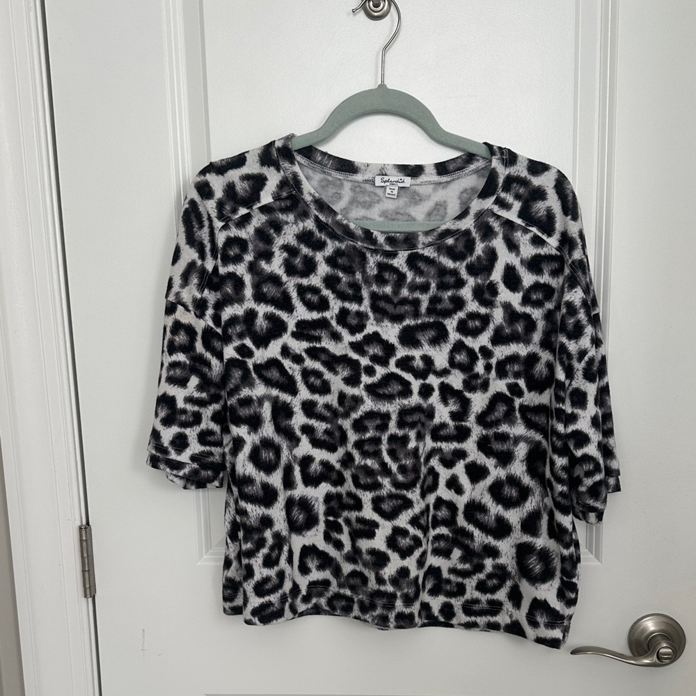 Splendid leopard print knit short sleeve